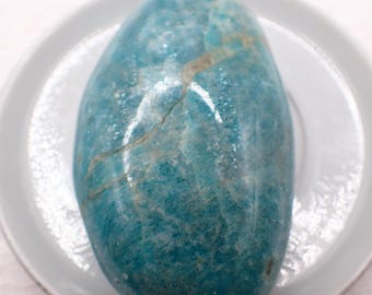 Natural Amazonite Crystal Palm Stone - Heavy Aqua Blue-Green Oval Gallet - 3 Inch Turquoise Smooth Palmstone - Natural Amazonite #PALMS#1233