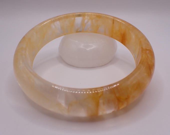 Featured listing image: 64.0mm Golden Healer Bangle Bracelet - Clear Gold Crystal Bracelet - Gold Yellow Brown Golden Healer - Natural Crystal Bracelet JEWEL#1601