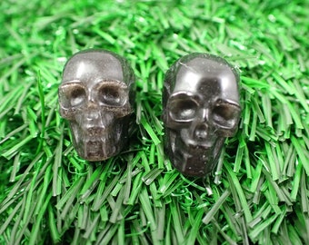 1 Piece Mini Golden Obsidian Crystal Skull Carving - Mini Black Gold Sheen Skull - Tiny Golden Obsidian Crystal Carving Skull #SKULL#1030