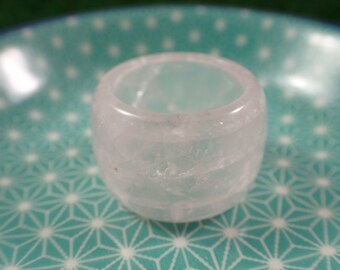 Gorgeous Thick Rose Quartz Bangle Crystal Ring - Light Pink Clear - Smooth 20mm Diameter Bangle Ring - Large Size Light Pink Ring RINGS#1085