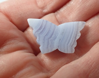 Small Natural Blue Lace Agate Crystal Butterfly - High Quality Mini Carving - Banded Blue Lace Agate - Butterfly Mini Carving #MINIS#1115