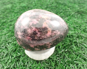 Large Natural Crystal Rhodonite Egg - Pink Black Smooth Polished Egg - Heavy Crystal Egg 2.75 Inch - Pink Black Rhodonite Crystal #EGGS#1031