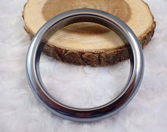 58.6mm Terahertz Metallic Silver Crystal Bangle Bracelet - Thin Smooth Polished Bangle - Gunmetal Shiny Crystal Bangle Bracelet #JEWEL#1430