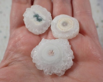 Mini Natural Agate Crystal Slice - Smooth Strong Small Slab - White Yellow Blue - .75-1.25 Inch Mini Agate Crystal Slabs #SLABS#1051