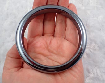 64.7mm Terahertz Metallic Silver Crystal Bangle Bracelet - Thin Smooth Polished Bangle - Gunmetal Shiny Crystal Bangle Bracelet #JEWEL#1477