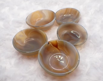 Crystal Bowl for Small Trinkets - Druzy Agate Mini Dish for Crystals - Gray Brown Agate Bowl with Druzies - Smooth Little Bowl #S8791