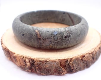 60.7mm Perfect Natural South red agate Crystal Bangle Bracelet - Matte Finish Flat Inside - Gray Black Orange Bangle #JEWEL#1628