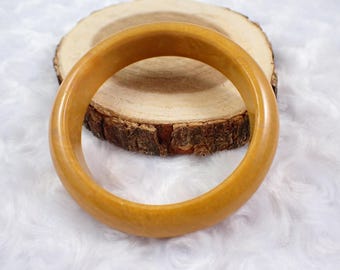 58.7mm Natural Yellow Jade Crystal Bangle Bracelet - Smooth Polish Finish Flat Inside - Bangle Bracelet Yellow Jade Crystal #JEWEL#1462