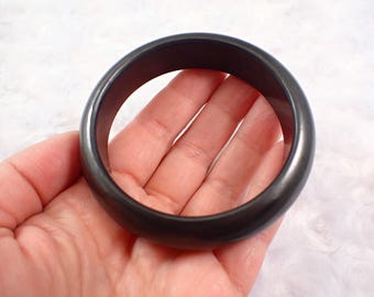 60.5mm Black Shungite Crystal Bangle Bracelet - Natural Smooth Polished Crystal Bangle - Black Shungite Crystal Bangle #JEWEL#1362
