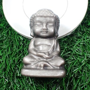Silver Obsidian Crystal Buddha Carving - Super Flshy Silver Obsidian - 2.5 Inch Smooth Buddha Carving - Natural Crystal Buddha #RELGS#1002