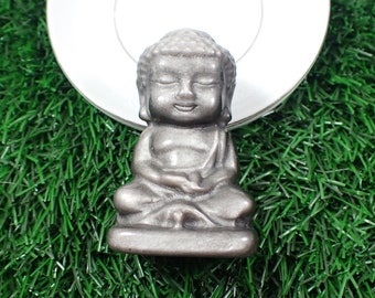 Silver Obsidian Crystal Buddha Carving - Super Flshy Silver Obsidian - 2.5 Inch Smooth Buddha Carving - Natural Crystal Buddha #RELGS#1002