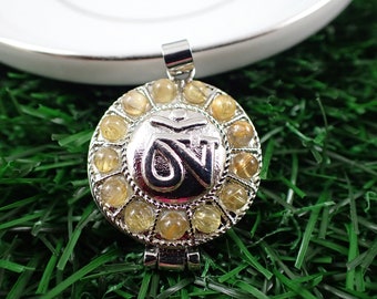 Golden Rutile Mini Crystal Sphere Pendant - Tiny 4mm Round Spheres - Crystal Locket Pendant - 1.25 Inch Round Crystal Pendant #PNDNT#1088