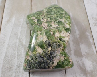 Large Natural Green Tremolite Freeform Crystal - Green White Brown Smooth Polished - Tremolite Freeform Crystal - 4.25 Inches #FRFRM#1016