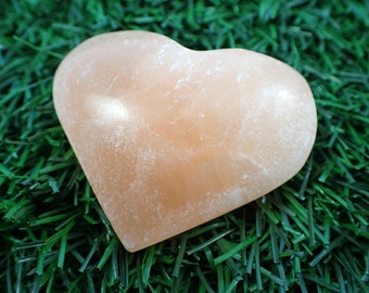 1 Piece Orange Selenite Heart Carving - Smooth Polished Crystal - Chalky Orange Selenite Heart - 48x40x18mm Charging Crystal #HEART#1088