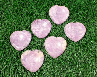 1 Piece Natural Lepidolite Heart Crystal Worry Stone - Small Smooth Polished - Purple Peach Opaque - 1.5 Inch Heart Worry Stone #WORRY#1006