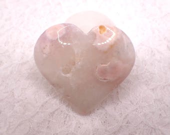 Pretty Pink Amethyst Crystal Heart - 2.5 Inch Textured Sparkly Heart - Pink White Druzy Crystal Heart - Natural Pink Amethyst #HEART#1109