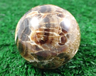 1 Piece Natural Chocolate Calcite Crystal Sphere - Brown Tan White - Natural Texture Sphere - 60mm Chocolate Calcite Sphere #SPHER#1092