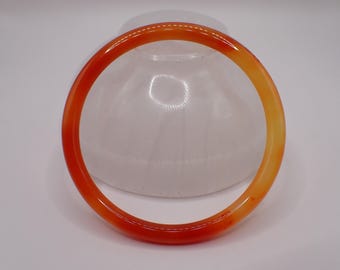 62.2mm Natural Orange Agate Thin Bangle Bracelet - Skinny Orange Yellow Crystal Bangle - Crystal Bangle Skinny Orange Agate #JEWEL#1651