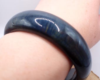 64.9mm Blue Tiger Eye Jasper Crystal Bangle Bracelet - Thick Smooth Polished Bangle - Natural Crystal Bracelet - Thick No Chips #JEWEL#1650