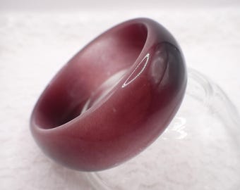 61.1mm Chunky Cuff Purple Cats Eye Crystal Bangle Bracelet - Shiny Smooth Finish Flat Inside - Bangle Bracelet Cat Eye Purple #JEWEL#1933