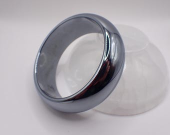 59.9mm Metallic Silver Terahertz Crystal Bangle - Thick Smooth Polished Bangle - Gunmetal Shiny Bracelet Crystal Bangle #JEWEL#1669