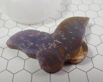 1 Piece Natural Grape Agate Crystal Butterfly Carving - Purple Brown Cream Crystal - Smooth Polished Flat Butterfly Grape Agate #ANMLS#1161