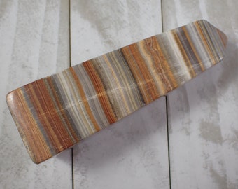 Natural Banded Onyx Square Crystal Tower - Yellow Gray Orange - Thick Square Polished Tower - 4.25 Inch Tall Onyx Banded Tower #TOWER#1123