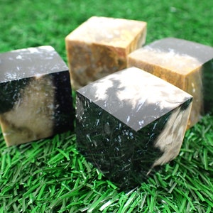 1 pezzo di cubo di cristallo di radice di palma naturale - cubo pesante spesso 1 pollice - incisione di cubo di cristallo - cubi di cristallo blu marrone chiaro nero naturale #CUBES#1011