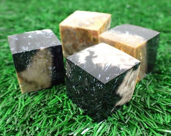 1 Piece Natural Palm Root Crystal Cube - 1 Inch Thick Heavy Cube - Crystal Cube Carving - Natural Black Tan Blue Crystal Cubes #CUBES#1011