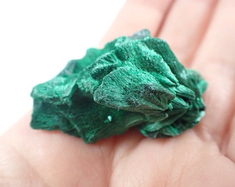Small Natural Green Malachite Crystal - Silky Shiny Rock Specimen - Dark Green 1.75 Inch Malachite Crystal - Organic Malachite #RAWSM#1095