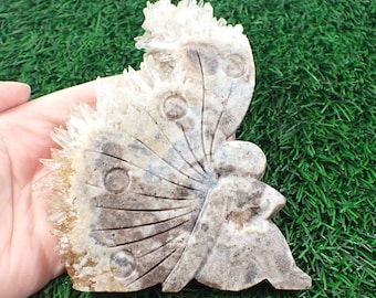 Large Fairy Clear Quartz Cluster - Gray White Crystal Fairy - 5 Inch Standing Fairy - White Natural Clear Quartz Fairy Points #CRVNG#2102