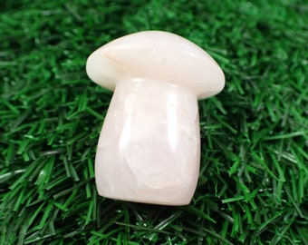 1 Piece Natural Rose Quartz Crystal Mushroom Carving - Pink Opaque Smooth Crystal Shroom - Natural Standing Large Pink Mushroom #MUSHY#1023