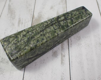 1 Piece Natural Jungle Jasper Crystal Tower - Green Black Square Tower - 115x30x28mm Green Black - Smooth Finish Crystal Tower #TOWER#1181
