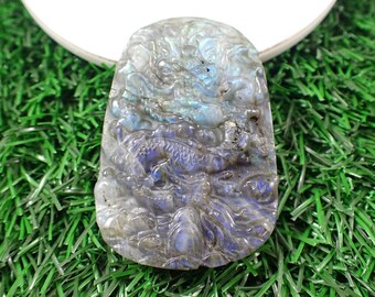 Flashy Dragon Labradorite Crystal Carving - Strong Blue Flash - Bell-Shaped Dragon Crystal Carving - 2 Inch Labradorite Crystal #ANMLS#1238
