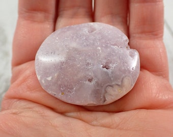 Beautiful Natural Pink Amethyst Crystal Palm Stone - Smooth Small Palm with Druzies - Pink Amethyst - 1.5 Inch Crystal Palmstone #PALMS#1203