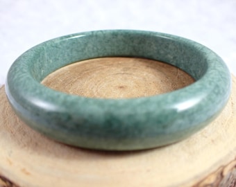 60.5mm Green Jade Crystal Bangle Bracelet - Smooth Polished Bangle - Natural Green Crystal Bracelet - Thick No Chips Nice #JEWEL#1570