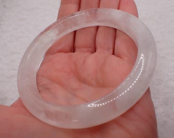 61.0mm Natural Clear Quartz Crystal Bangle Bracelet - Smooth Clear Polished Clear Quartz Bangle Crystal #JEWEL#1927