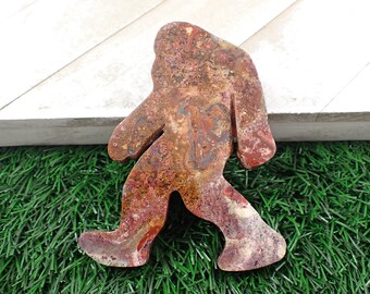 1 Piece Natural Moss Agate Crystal Sasquatch Carving - Large Flat Smooth Finish - Dark Red Moss Agate - Big Foot Crystal Carving #CRVNG#2126