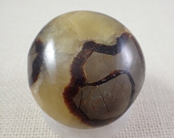 1 Piece Natural Septarian Palm Stone - Smooth Gallet Stone - Medium Yellow Gray Brown Palmstone Crystal - Smooth Septarian Palm #PALMS#1054