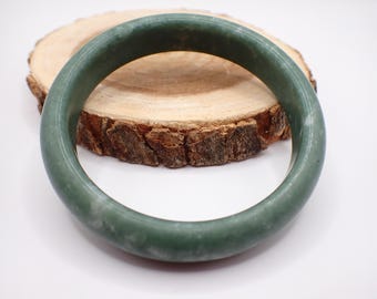 61.2mm Green Jade Crystal Bangle Bracelet - Semi-Smooth Polished Bangle - Natural Green Crystal Bracelet - No Chips Nice #JEWEL#1793