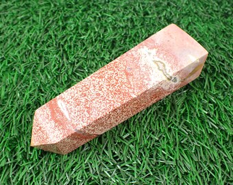 Large Ocean Jasper Square Crystal Tower - Smooth Polished Nice Shape - 4.5 Inch Maroon Pink Gold Tower - Natural Straight Tower #TOWER#1296