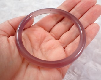 60.6mm Thin Purple Agate Crystal Bangle Bracelet - Purple Dyed Agate Crystal Bangle - Smooth Polished Thin Crystal Agate Bangle #JEWEL#1390