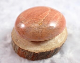 Pretty Natural Peach Moonstone Crystal Palm Stone - Small Oval Polished Gallet - 1.75 Inch Smooth Peach Moonstone Crystal Palm #PALMS#1221