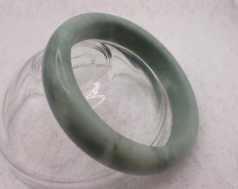 61.0mm Green Jade Crystal Bangle Bracelet - Smooth Polished Bangle - Natural Green Crystal Bracelet - Thick No Chips Nice #JEWEL#1983