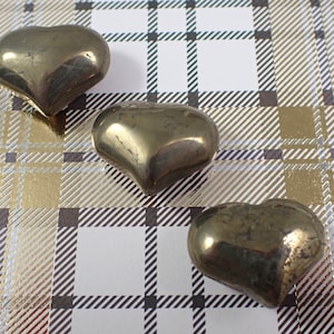One Piece Dark Gold Pyrite Crystal Heart Carving - Small Heavy Heart Carving - No Hole Smooth Finish - Small Shiny Smooth Heart #MINIS#1129