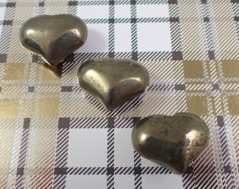 One Piece Dark Gold Pyrite Crystal Heart Carving - Small Heavy Heart Carving - No Hole Smooth Finish - Small Shiny Smooth Heart #MINIS#1129