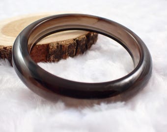 59.0mm Stunning Clear Ice Obsidian Crystal Bangle Bracelet - Smooth Flat Inside - Polished Perfect Bangle - Ice Obsidian Crystal #JEWEL#1467