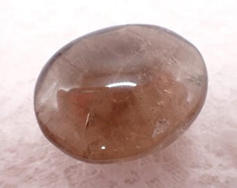 1 Piece Natural Smoky Quartz Clear Crystal Palm Stone - Shiny Smooth Smoky Quartz Gallet Stone - Oval Smooth Polished Smoky #PALMS#1252
