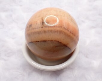 Warm Peach Calcite Crystal Sphere - Large 2.5 Inch Shiny Polished Ball Round Crystal Sphere - Peach Brown Beige Home Decor Ball #SPHER#1067