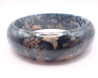 60.5mm Natural Green Moss Agate Crystal Bangle Bracelet - textured Bangle - Natural Green Moss Agate Crystal Bracelet #JEWEL#1699